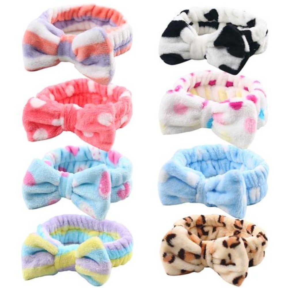 3 otters Spa Headband, 8 Pack Spa Headband for Washing Face Bow Hair Band Fluffy